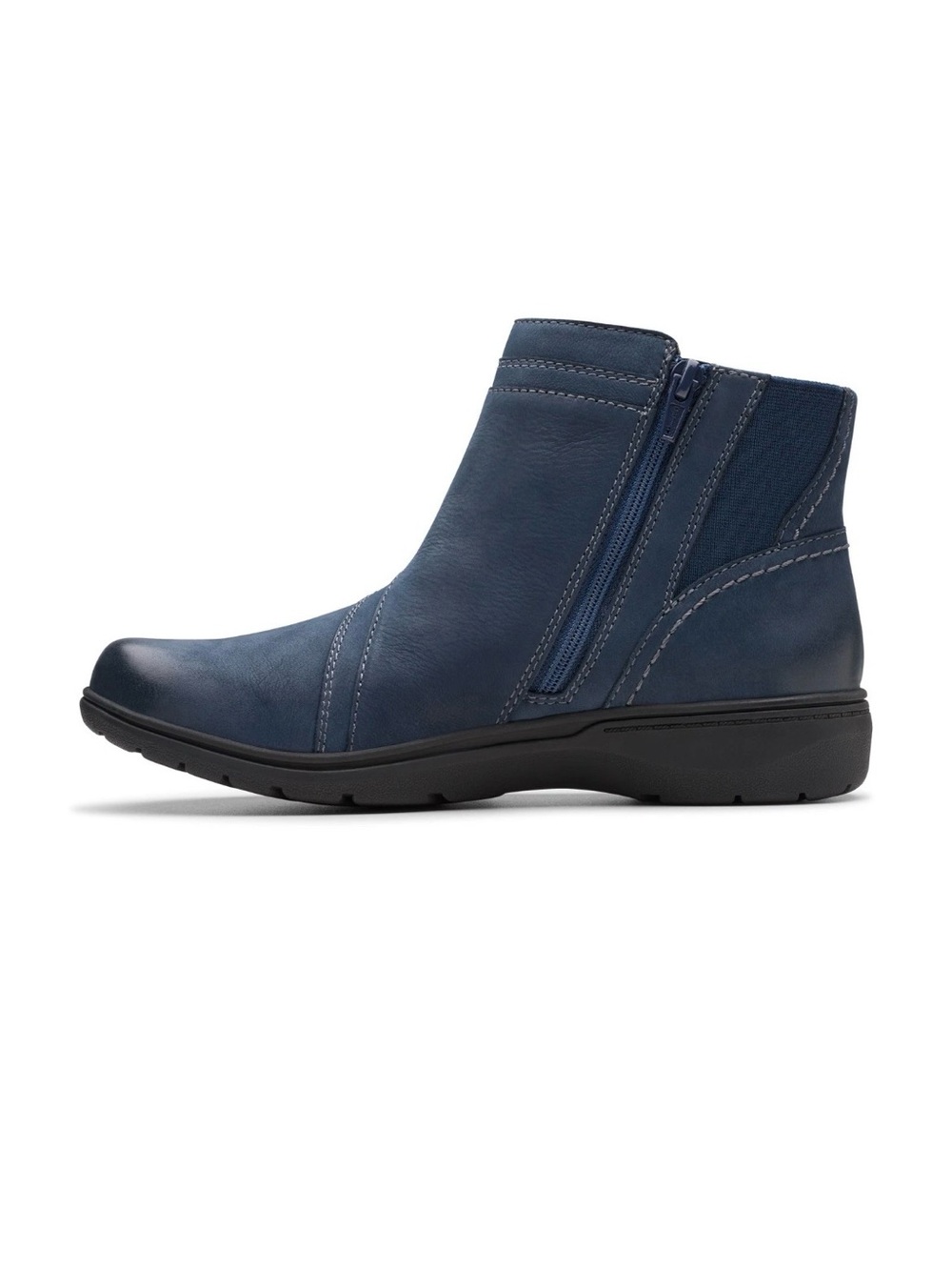 NWT Clarks Women's Navy Carleigh Dress Casual Boot Nubuck Leather 9W - Picture 2 of 7